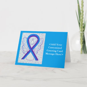 Blue and Purple Awareness Ribbon Personalised Card