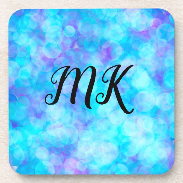 Blue and Purple Bokeh Bubbles  Coaster (Front)