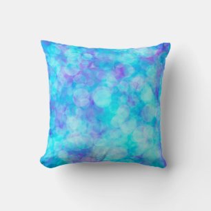 Blue and Purple Bokeh Bubbles Cushion
