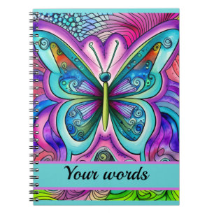 Blue and Purple Butterfly Spiral Photo Notebook
