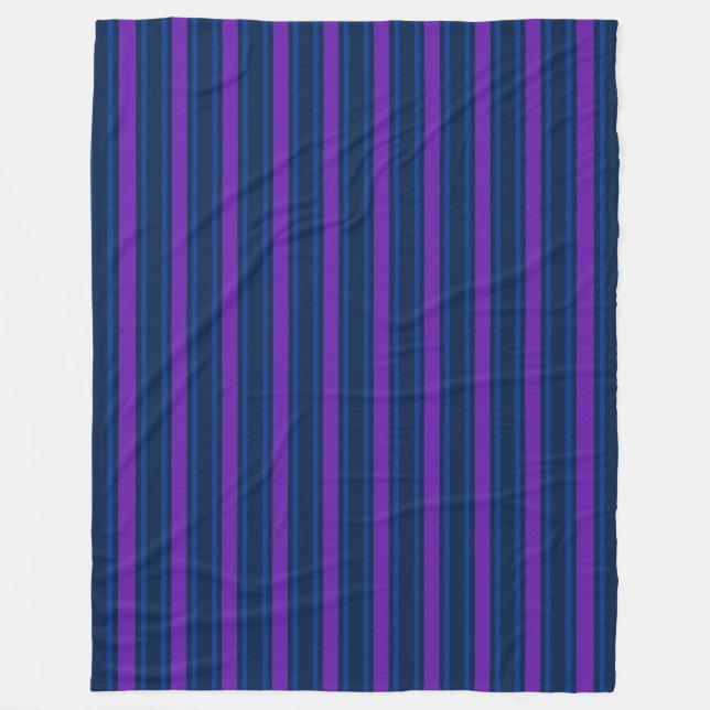 Blue and purple candy stripes fleece blanket (Front)