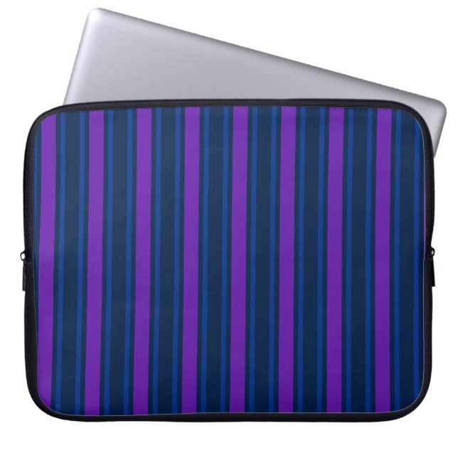 Blue and purple candy stripes laptop sleeve (Front)