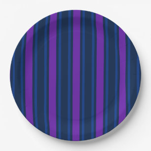 Blue and purple candy stripes paper plate