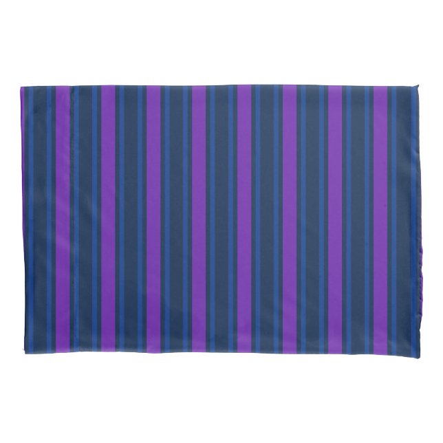 Blue and purple candy stripes pillowcase (Front)