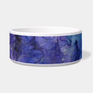 blue and purple cat food bowl