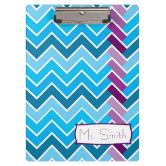 Blue and Purple Chevron Striped Clipboard