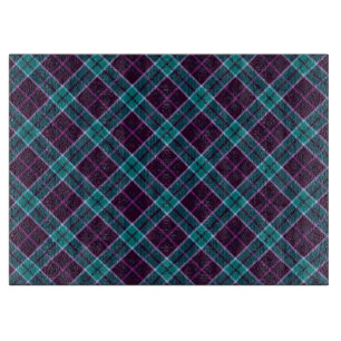 Blue and Purple Christmas Plaid Pattern Cutting Board