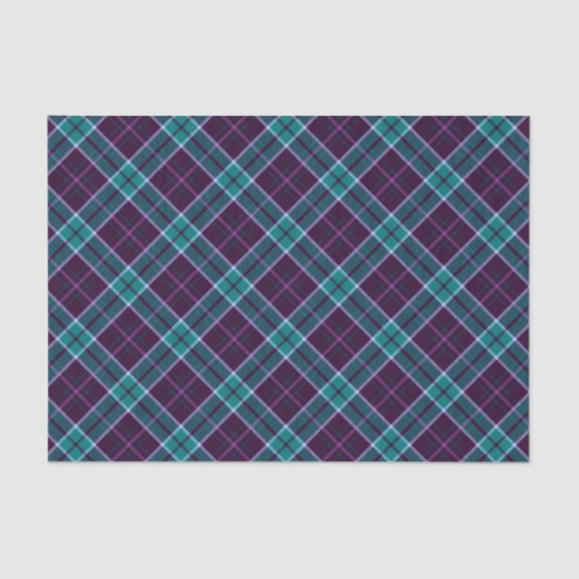Blue and Purple Christmas Plaid Pattern Tissue Paper (Front)