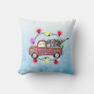 Blue and Purple Christmas Tree in Back of Truck Cushion