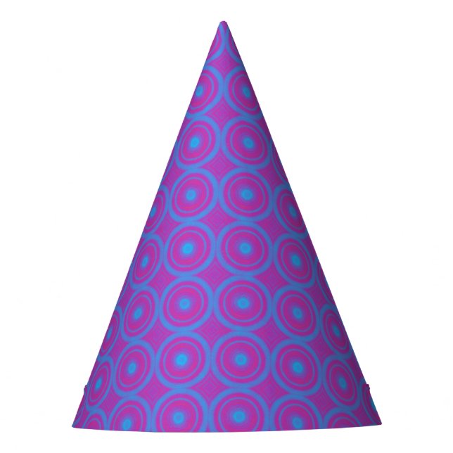Blue and Purple Circular Geometric Party Hat (Front)