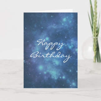 Blue and Purple Cosmic Space Image Happy Birthday Card