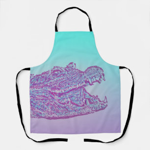 Blue and Purple Crocodile Print Apron