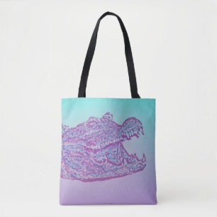 Blue and Purple Crocodile Print Tote Bag