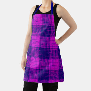 Blue and Purple Crosshatch Chequered Design Apron