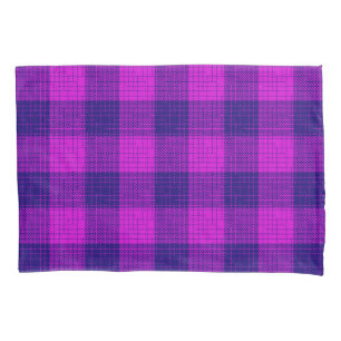 Blue and Purple Crosshatch Chequered Design Pillowcase