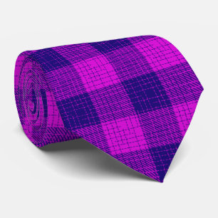 Blue and Purple Crosshatch Chequered Design Tie