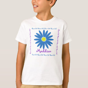 Blue and Purple Daisy Flower Girl T-Shirt