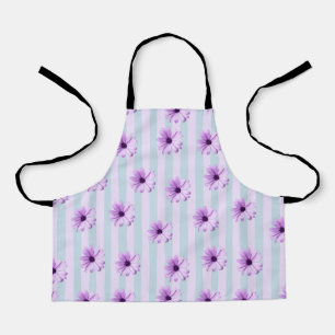 Blue and Purple Daisy Pattern Apron