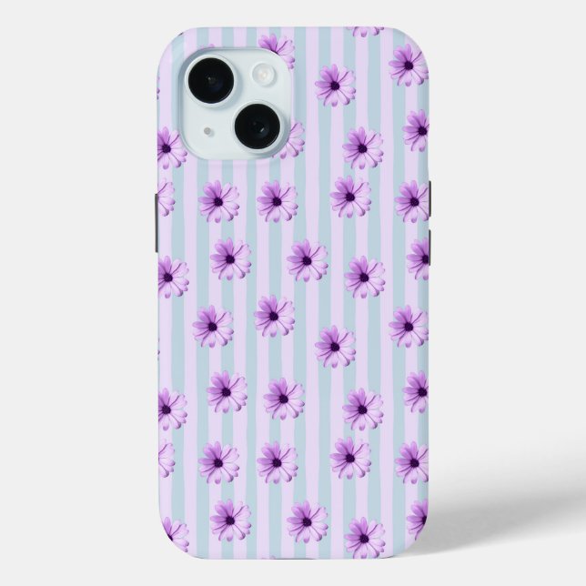 Blue and Purple Daisy Pattern Case-Mate iPhone Case (Back)