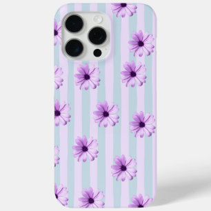 Blue and Purple Daisy Pattern iPhone 15 Pro Max Case