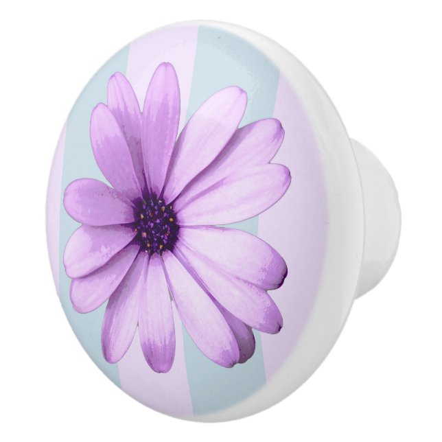 Blue and Purple Daisy Pattern Ceramic Knob (Right)