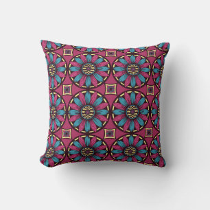Blue and Purple Daisy Pattern Cushion