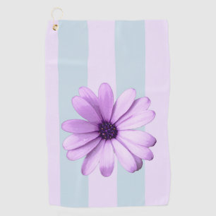 Blue and Purple Daisy Pattern Golf Towel