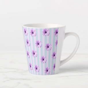 Blue and Purple Daisy Pattern Latte Mug