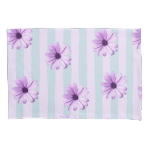 Blue and Purple Daisy Pattern Pillowcase