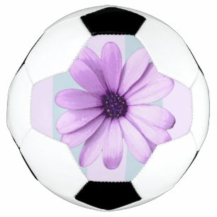 Blue and Purple Daisy Pattern Soccer Ball