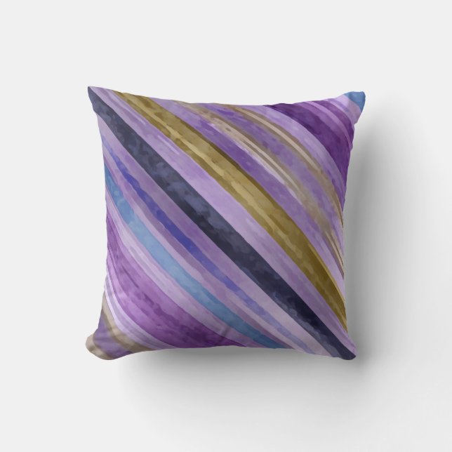 Blue and Purple Diaganol Stripe Cushion (Front)