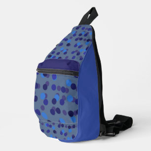 blue and purple dots sling bag