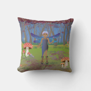 Blue and Purple Fairies in the Night Cushion