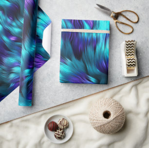 Blue and Purple faux monster fur texture Wrapping Paper