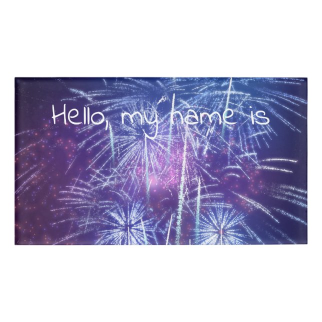 blue and purple firework name tag (Front)