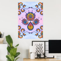 Blue and Purple Floral Art, Mehndi Blue Bliss