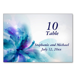 Blue and Purple Floral Design Table Card