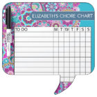 Blue and Purple Floral Pattern Kids Chore Chart