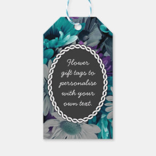 Blue and Purple Floral Personalised Message Gift Tags