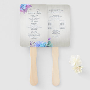 Blue and Purple Floral Wedding Program Fan
