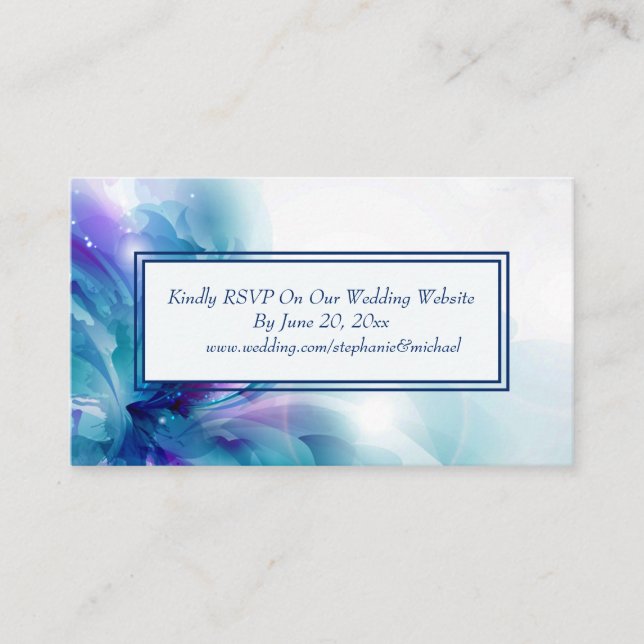 Blue and Purple Floral Wedding RSVP Enclosure Card (Front)