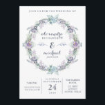 Blue and Purple Floral Wreath Wedding Invitation<br><div class="desc">This modern, romantic design features a wreath made up of blue and purple watercolor peony flowers, and lots of leaves and botanical accents. This invitation is part of the wedding collection titled "Blue and Purple Floral Wedding, " which is found in my store's collections section. Please contact me if you...</div>