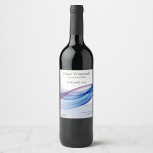 Blue and purple flowing forms wine label