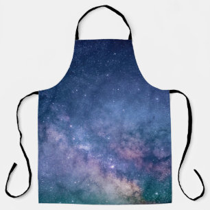 Blue and purple galaxy digital apron