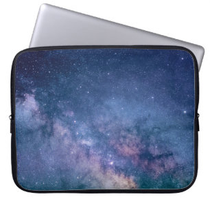 Blue and purple galaxy digital laptop sleeve