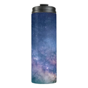 Blue and purple galaxy digital thermal tumbler