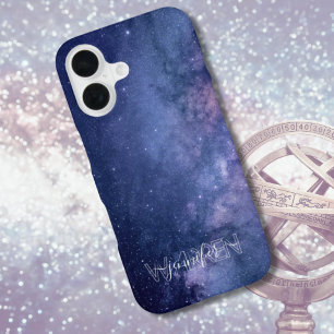 Blue and Purple Galaxy iPhone 16 Case