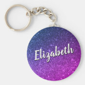 Sparkly Rainbow Custom Name Keychain 