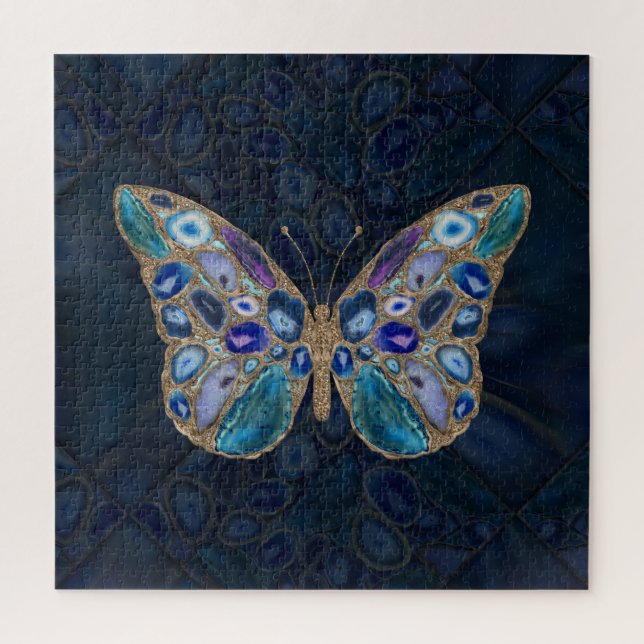 Blue and Purple Geodes Butterfly Jigsaw Puzzle (Vertical)