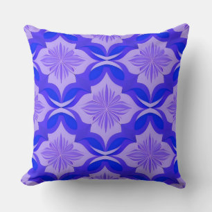 Blue and Purple Geometric Floral Pattern Cushion